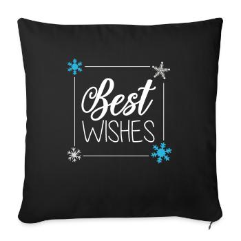 Beste Weihnachtswünsche mit Schneeflocken - Sofakissenbezug 45 x 45 cm - Schwarz - Vorne