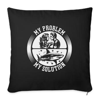 Shark Hunting My Problem My Pictogram Dad Mom - Sofa pillowcase 17,3'' x 17,3'' (45 x 45 cm) - black - Front