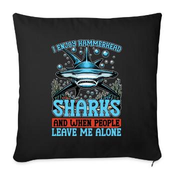 Shark Enthusiast I Enjoy Sea Creatures Freediving - Sofa pillowcase 17,3'' x 17,3'' (45 x 45 cm) - black - Front