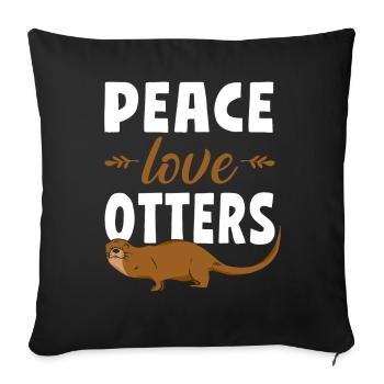 Loutre Fille Paix Amour Loutres - Housse de coussin décorative 45 x 45 cm - noir - Devant