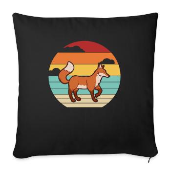 Retro Red Fox Canidae Caninae Fox Lover Fox - Sofa pillowcase 17,3'' x 17,3'' (45 x 45 cm) - black - Front