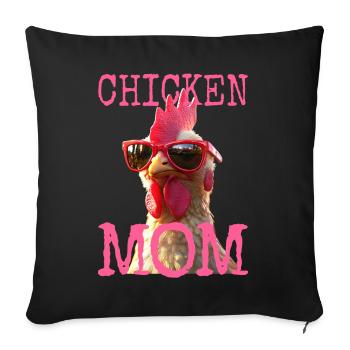 Poulet Maman Poulet Maman Femme du fermier Poules Fête des mères - Housse de coussin décorative 45 x 45 cm - noir - Devant