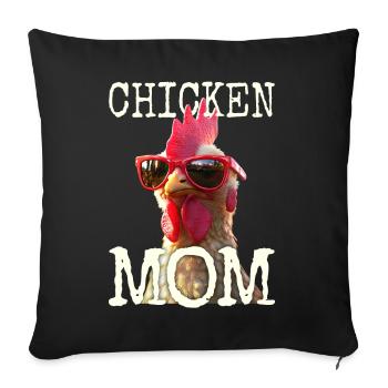 Poulet Maman Poulet Maman Femme du fermier Poules Fête des mères - Housse de coussin décorative 45 x 45 cm - noir - Devant