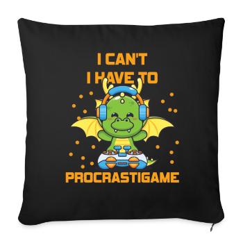 Gamer Je ne peux pas Je dois procrastigame Gaming - Housse de coussin décorative 45 x 45 cm - noir - Devant