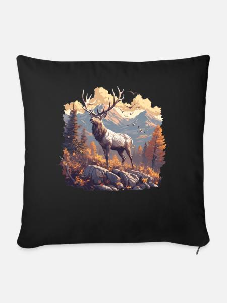 Hirsche Hirsch - Sofakissenbezug 45 x 45 cm - Schwarz