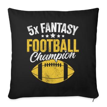 5x Fantasy Football Champion FFL Champ Football - Housse de coussin décorative 45 x 45 cm - noir - Devant