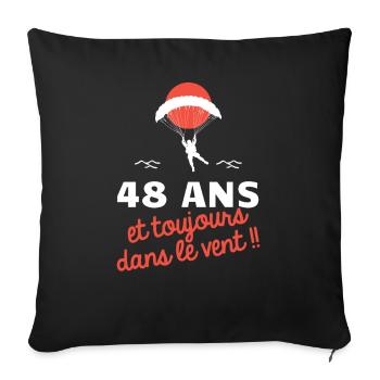 idée cadeau anniversaire amateurs de parapente - Housse de coussin décorative 45 x 45 cm - noir - Devant