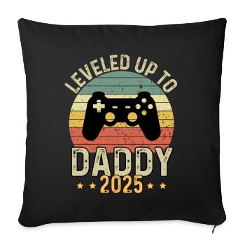 Mis à niveau jusqu’à papa 2025 - Housse de coussin décorative 45 x 45 cm - noir - Devant