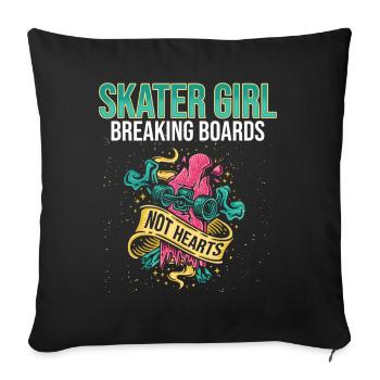 Skateur Skateur Fille Femmes Sk8er Skateboard - Housse de coussin décorative 45 x 45 cm - noir - Devant