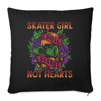 Skateur Skateur Fille Femmes Sk8er Skateboard - Housse de coussin décorative 45 x 45 cm - noir - Devant
