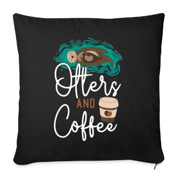 Otter Coffee Otters And Coffee - Sofa pillowcase 17,3'' x 17,3'' (45 x 45 cm) - black - Front