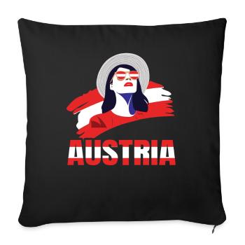 Sport Austria, Autriche, Fan de football - Housse de coussin décorative 45 x 45 cm - noir - Devant