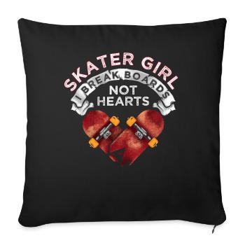 Skateboarder Skater Girl Women Sk8er Skateboard - Sofa pillowcase 17,3'' x 17,3'' (45 x 45 cm) - black - Front