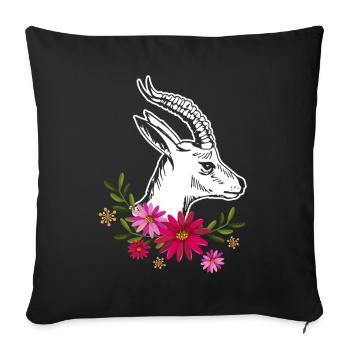 Antelope With Flowers - Sofa pillowcase 17,3'' x 17,3'' (45 x 45 cm) - black - Front