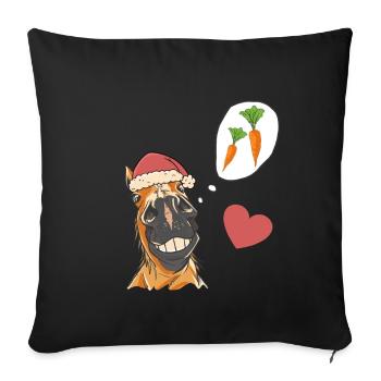 Père Noël Cheval Chevaux Père Noël Navets - Housse de coussin décorative 45 x 45 cm - noir - Devant