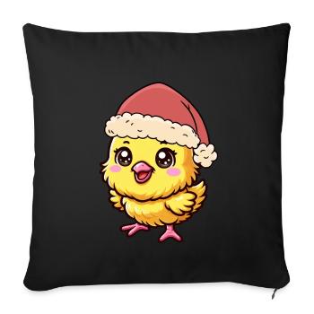 Père Noël Poulet poussin Poulets Volaille - Housse de coussin décorative 45 x 45 cm - noir - Devant