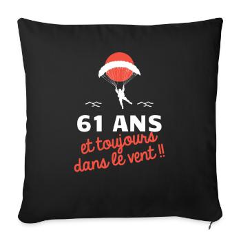 idée cadeau anniversaire amateurs de parapente - Housse de coussin décorative 45 x 45 cm - noir - Devant