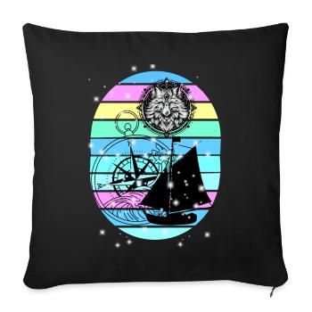 maritim Segelschiff Kompass Seefahrt Seemann - Sofakissenbezug 45 x 45 cm - Schwarz - Vorne