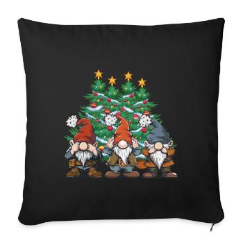 Xmas Christmas Christmas Child Kids Gnome - Sofa pillowcase 17,3'' x 17,3'' (45 x 45 cm) - black - Front