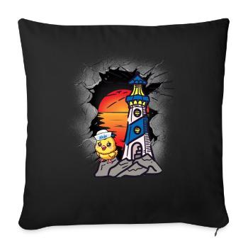 Seefahrt Matrosen Küken Leuchtturm maritim - Sofakissenbezug 45 x 45 cm - Schwarz - Vorne