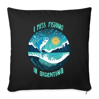Pêche en Argentine - Housse de coussin décorative 45 x 45 cm - noir - Devant