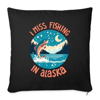 Fishing in Alaska - Sofa pillowcase 17,3'' x 17,3'' (45 x 45 cm) - black - Front