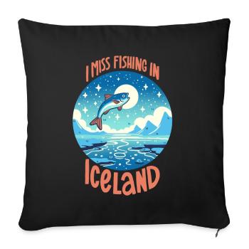 Pêche en Islande - Housse de coussin décorative 45 x 45 cm - noir - Devant