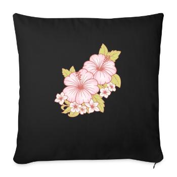 Hawaii Hawaiian Girl Hibiscus Flower - Sofa pillowcase 17,3'' x 17,3'' (45 x 45 cm) - black - Front