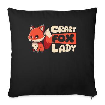 Crazy Fox Lady Canidae Caninae Red Fox Fox Lover - Sofa pillowcase 17,3'' x 17,3'' (45 x 45 cm) - black - Front