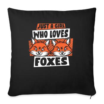 Fille qui aime les renards Caninae Renard roux Canidés renard - Housse de coussin décorative 45 x 45 cm - noir - Devant