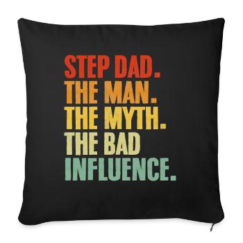 Beau-père L’homme Le mythe Beau-père rétro Autre - Housse de coussin décorative 45 x 45 cm - noir - Devant