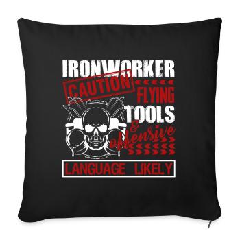 Ironworker Caution Flying Tools - Sofa pillowcase 17,3'' x 17,3'' (45 x 45 cm) - black - Front