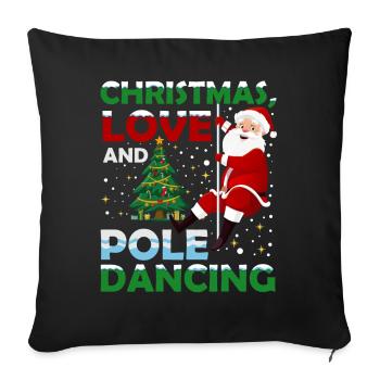 Danseuse de pole, Pole dance, Noël, Amour - Housse de coussin décorative 45 x 45 cm - noir - Devant