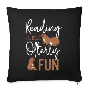 Otter Reading Teacher Literature - Sofa pillowcase 17,3'' x 17,3'' (45 x 45 cm) - black - Front