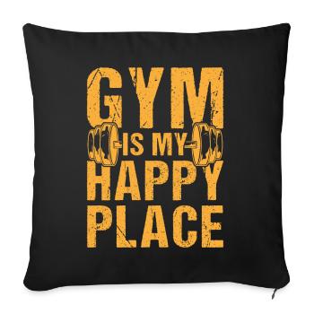 Fitness Motivation Musculation Gym Mon Endroit Heureux - Housse de coussin décorative 45 x 45 cm - noir - Devant