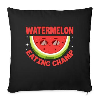 Melon pastèque Fruit d’été Cadeau végétalien - Housse de coussin décorative 45 x 45 cm - noir - Devant