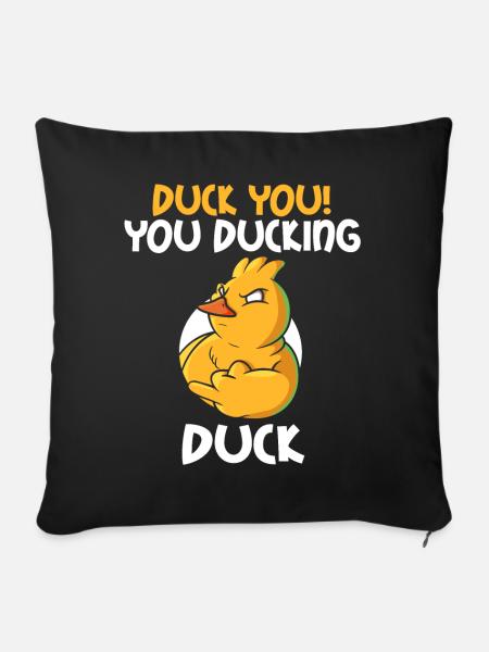 Unhöfliches Lustiges Sprichwort "Duck You" Outfit - Soffkuddsöverdrag, 45 x 45 cm - svart