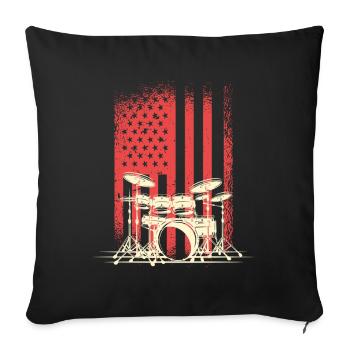 American Flag With Drums Silhouette - Sofa pillowcase 17,3'' x 17,3'' (45 x 45 cm) - black - Front