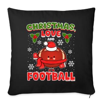 Joueurs de football universitaire Équipe Noël Amour - Housse de coussin décorative 45 x 45 cm - noir - Devant