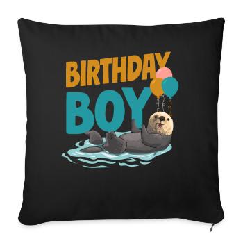 Loutre Anniversaire Garçon Anniversaire Garçon - Housse de coussin décorative 45 x 45 cm - noir - Devant