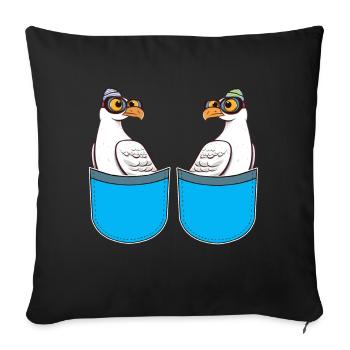 Marins Seagulls Marins maritimes - Housse de coussin décorative 45 x 45 cm - noir - Devant