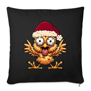 Christmas Chicken Chickens Santa Claus - Sofa pillowcase 17,3'' x 17,3'' (45 x 45 cm) - black - Front