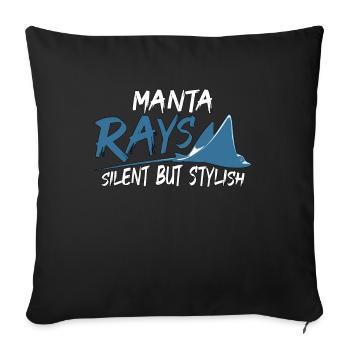 Raies Manta Nageur silencieux mais élégant de la vie marine - Housse de coussin décorative 45 x 45 cm - noir - Devant