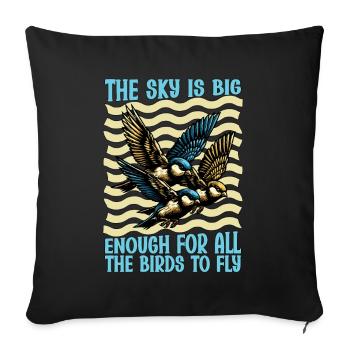 Bird Enthusiast The Sky Is Big Enough Ornithology - Sofakissenbezug 45 x 45 cm - Schwarz - Vorne
