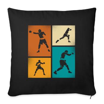 Retro Boxen Silhouette Kunst - Sofakissenbezug 45 x 45 cm - Schwarz - Vorne