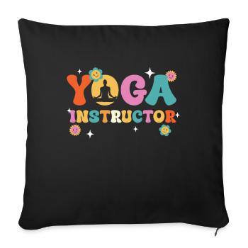 Colorful Yoga Instructor Lettering With - Sofa pillowcase 17,3'' x 17,3'' (45 x 45 cm) - black - Front