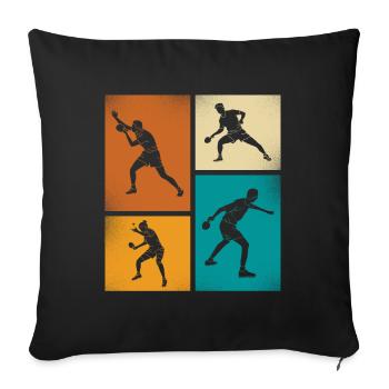 Silhouettes de tennis de table vintage dans un style rétro - Housse de coussin décorative 45 x 45 cm - noir - Devant