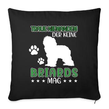 Briard ne fait confiance à personne Berger de Brie - Housse de coussin décorative 45 x 45 cm - noir - Devant