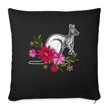 Kangaroo With Flowers - Sofa pillowcase 17,3'' x 17,3'' (45 x 45 cm) - black - Front