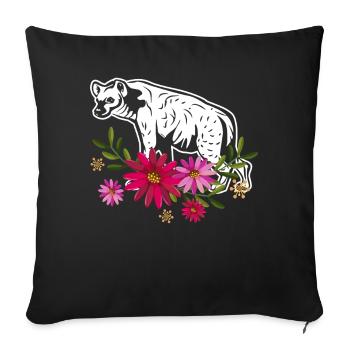 Hyena With Flowers - Sofa pillowcase 17,3'' x 17,3'' (45 x 45 cm) - black - Front